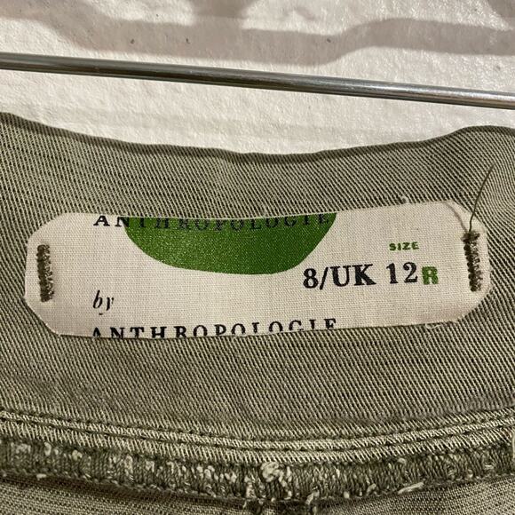 By Anthropologie Green Blythe Wide Leg Crop Pants Sz 8 - Picture 9 of 16